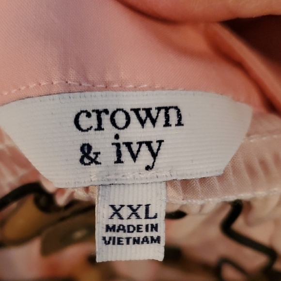 Striped Pink and Green V Neck Women's Top - Picture 2 of 8